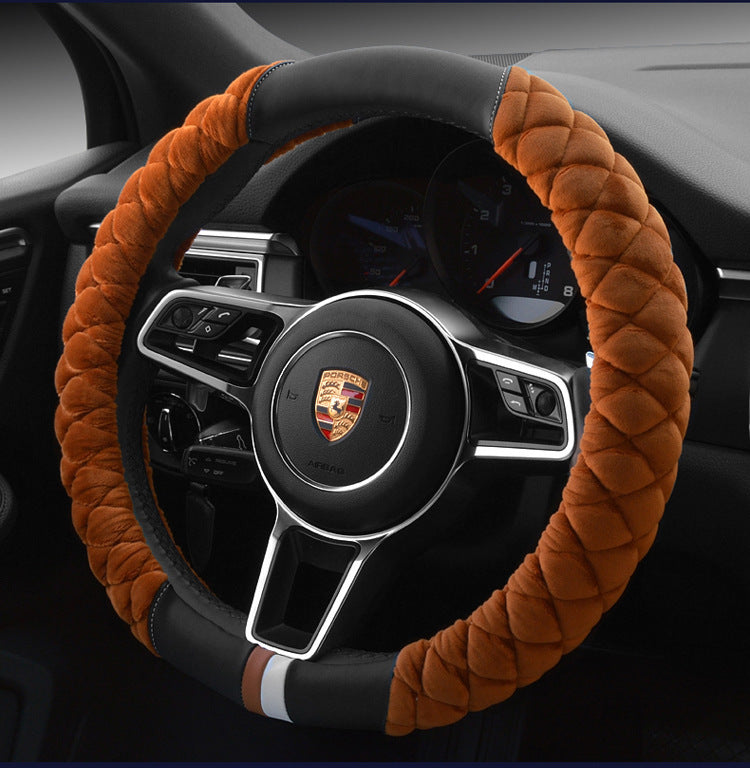Flag Village Auto Tools Universal Car Steering Wheel Cover Winter Decoration Cute 38cm Plush Footprint Auto Automobile Vehicle Steering Wheel Protector
