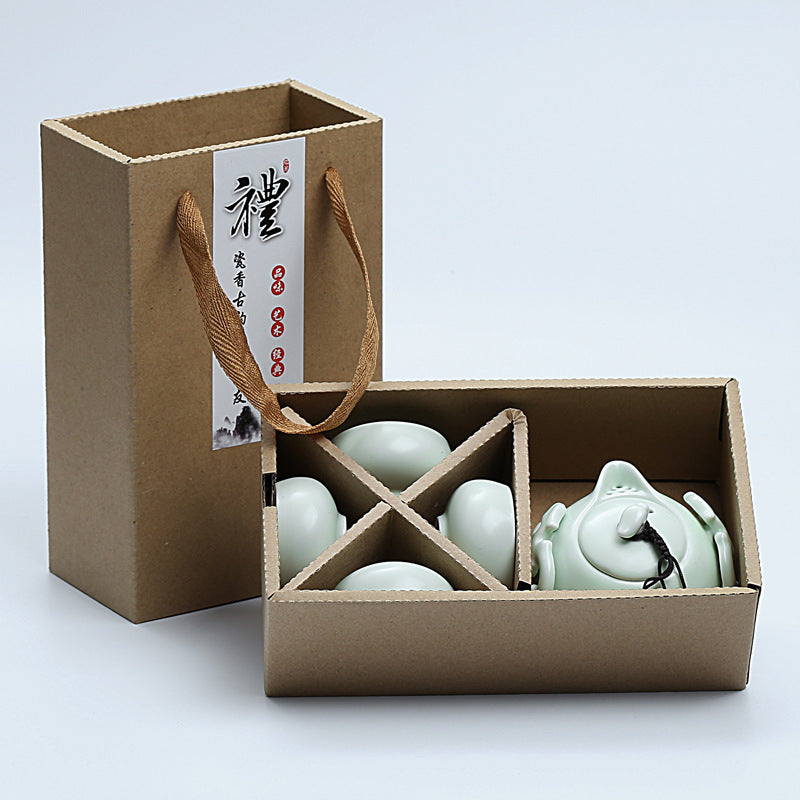 Flag Village Cheap Promotional  Ceramic Kung Fu Tea Set Gift Box