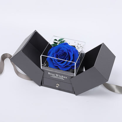 Flag Village Preserved Flower Gift Box Finished Acrylic Jewelry Box