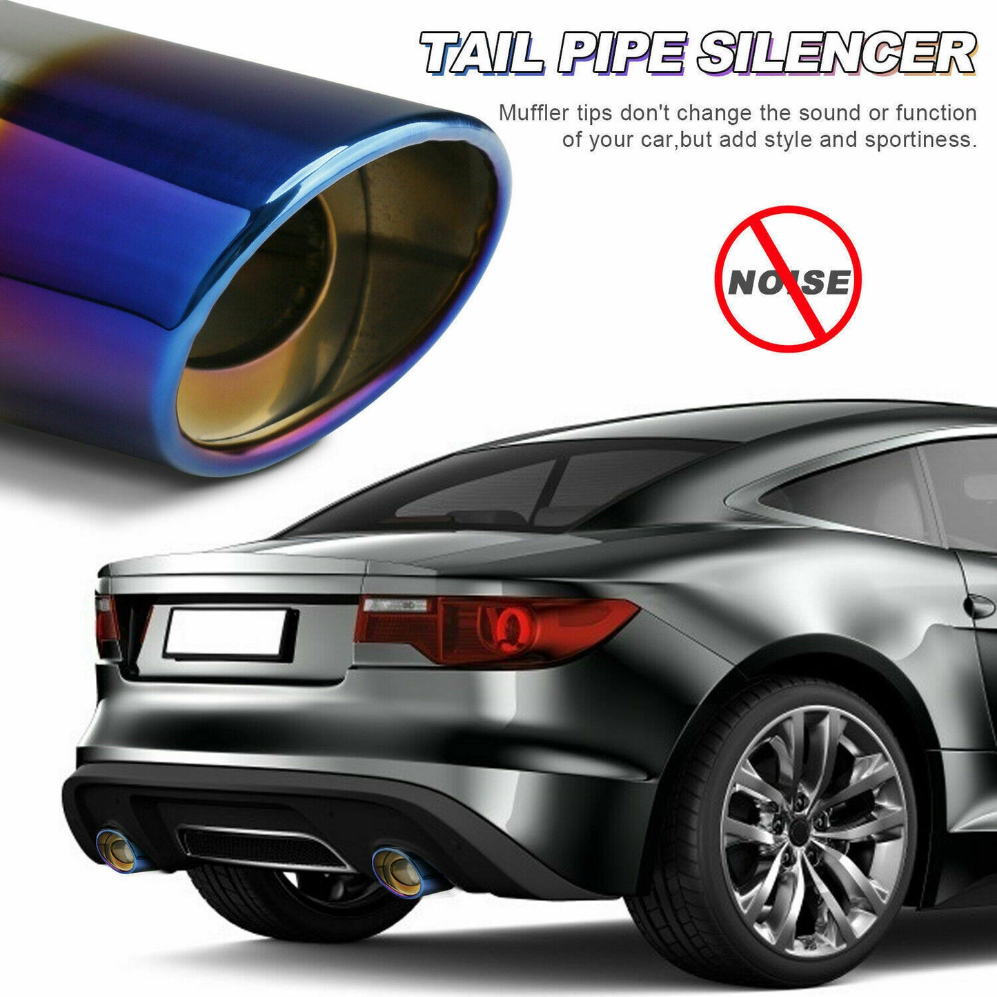 Flag Village Auto Tools Car Exhaust Pipe Tip Rear Tail Throat Muffler Stainless Steel Round Accessories