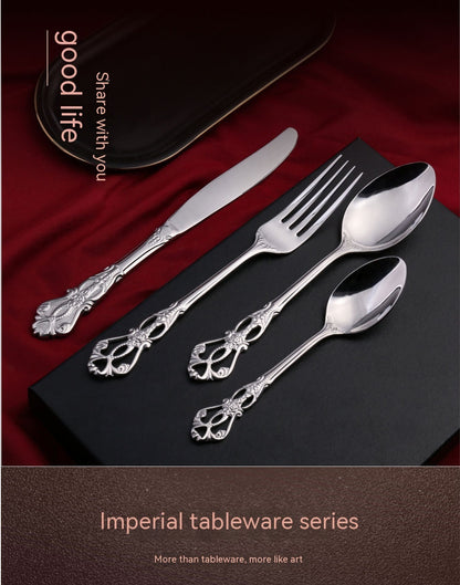 Flag Village Stainless Steel Western Food Tableware Set Steak Knife And Fork Gift Box Steak Knife, Fork And Spoon