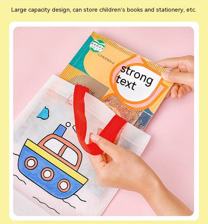 Flag Village Children's Handmade DIY Painting Doodle Bag Kindergarten Gifts Cartoon Non-woven Painting Color Filling Woven Handbag