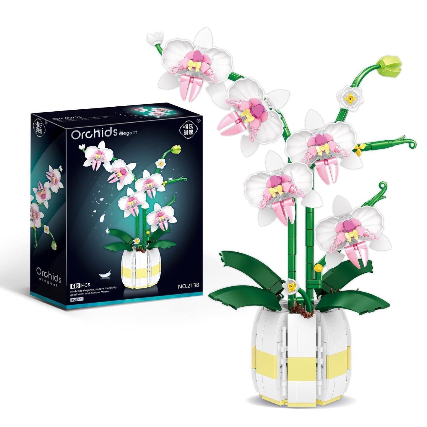 Flag Village Simulation Orchid Building Block Toy Desktop Decoration Gifts