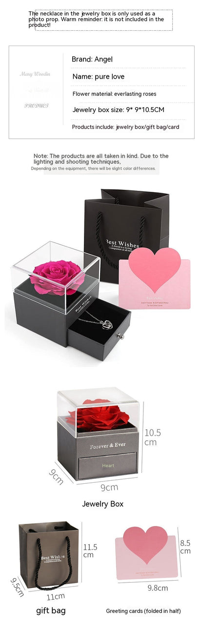 Flag Village Preserved Flower Rose Jewelry Box Acrylic Gift Box