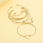 Flag Village Vintage Gold Crystal Heart Letter Love Bangle Bracelet For Women Fashion Multi-layer Geometric Charm Bracelets Jewelry Gifts
