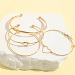 Flag Village Vintage Gold Crystal Heart Letter Love Bangle Bracelet For Women Fashion Multi-layer Geometric Charm Bracelets Jewelry Gifts