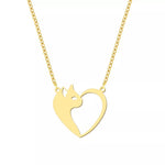 Flag Village Women's Fashion Jewelry Stainless Steel Necklaces Heart Cat Hollow Pendant Choker Clavicle Chain Charm Fashion Necklaces For Women Jewelry Girls Gifts