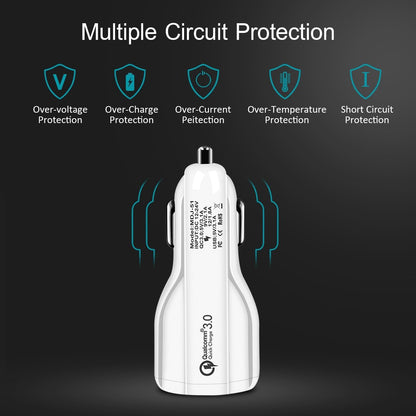 Flag Village Auto Tools Quick Charge 3.0 Car Charger For Mobile Phone Dual Usb Car Charger Qualcomm Qc 3.0 Fast Charging Adapter Mini Usb Car Charger