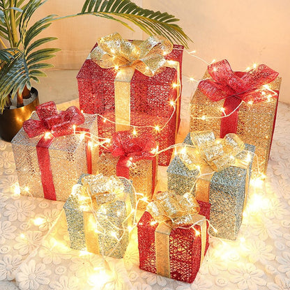 Flag Village Christmas wrought iron gift box three-piece set