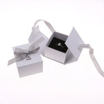 Flag Village Jewelry Boxes Paper Gray White Color Ribbon Bowknot For Gift Present Ring Earring Packing Display Box