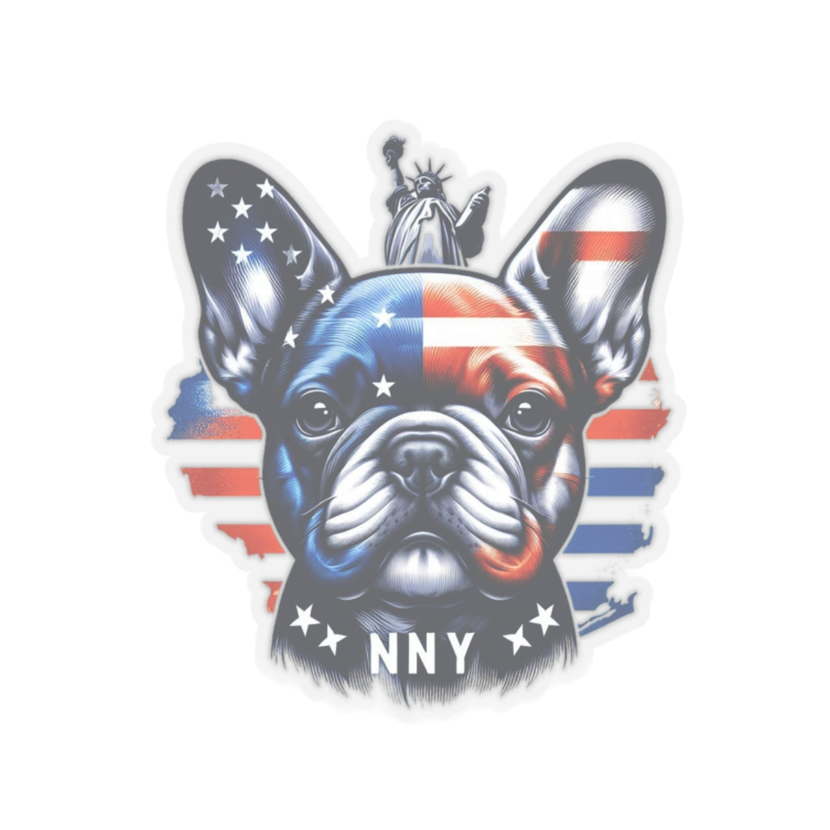 Flag Village USA Flag with French Bulldog Sticker 2", 3", 4", 6" USA0001