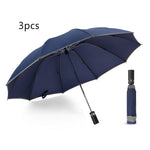 Flag Village Inverted Umbrella Travel Portable Windproof Folding Umbrella,10Ribs Auto  Close Umbrella,Reflective Stripes For Night Safety