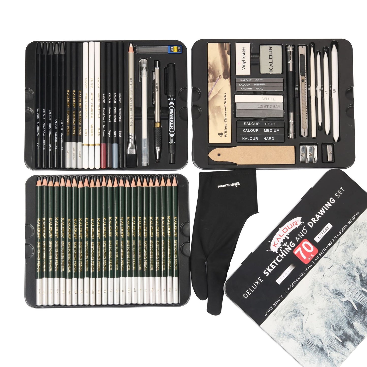 Flag Village 70 Pieces Iron Box Sketch Pencil Set Art Supplies