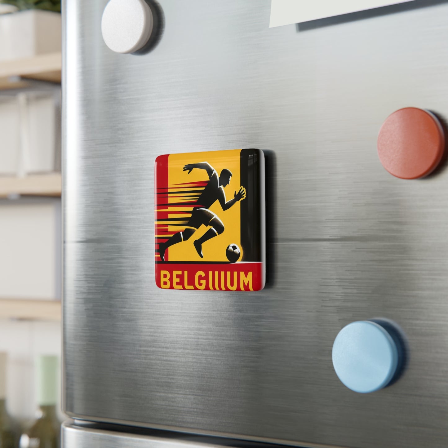 Flag Village Belgium Flag Sporting Porcelain Magnet, Square BEL0006