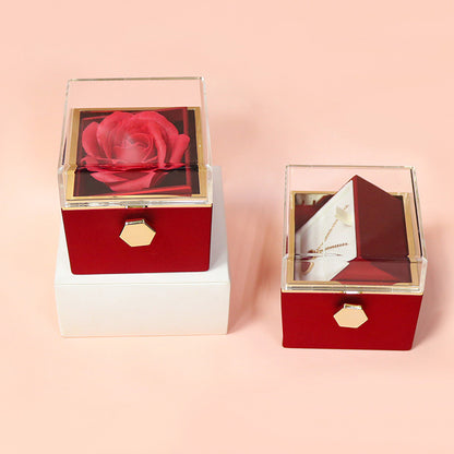 Flag Village Rotating Soap Flower Rose Gift Box Creative Rotating Rose Jewelry Packaging Box Valentine's Day Gift For Women