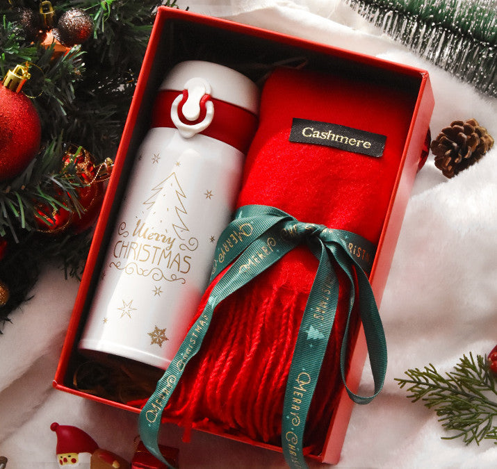 Flag Village Christmas Female Thermos Cup Gift Box Set Birthday