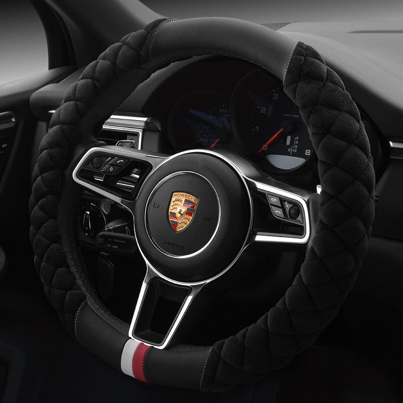Flag Village Auto Tools Universal Car Steering Wheel Cover Winter Decoration Cute 38cm Plush Footprint Auto Automobile Vehicle Steering Wheel Protector