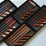 Flag Village Wooden Chopsticks 4 Pairs Of Chopsticks Chopstick Holder Combination Gift Box Set