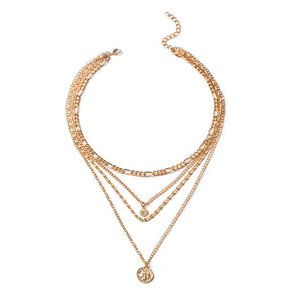 Flag Village Chunky Gold Necklace Chunky Charm Necklace For Women Layered Gold Necklace For Women Silver Coin Necklace Jewelry Gifts For Women