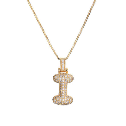 Flag Village Clavicle Chain Copper Micro Inlaid Zircon 26 Letter Pendant Necklace For Women's Birthday Jewelry Gifts