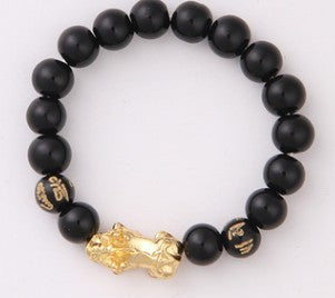 Flag Village Obsidian 18K Gold Bracelet six brave words on hand and little Pearl transport gifts wholesale