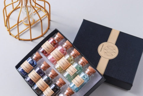 Flag Village Natural Gravel Drift Bottle Original Stone Gift Box Set DIY Wishing Bottle Crystal Specimen Souvenir