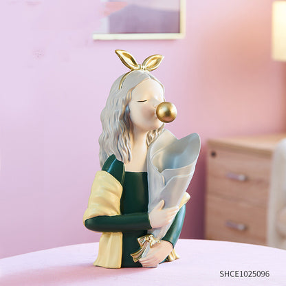 Flag Village Home Decor Girl Figurine Resin Sculpture Abstract Art Room Decor Nordic Decoration Home Living Room Decoration Accessories Gifts