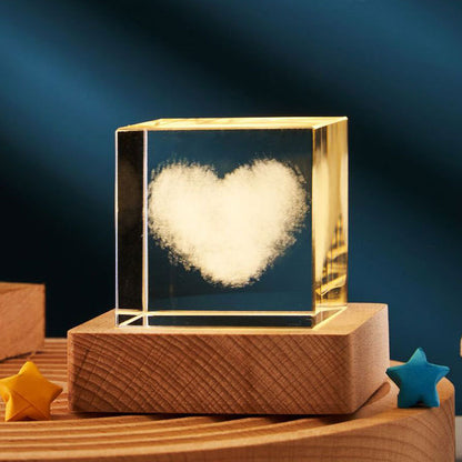 Flag Village 3D Transparent Crystal Cube Desktop Decoration Small Night Lamp Bedroom Home Decor For Kids Party Children Birthday Gifts
