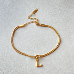 Flag Village New Letter A-Z Love Knot Bracelets For Women Couple Gold Color Dainty Snake Chain Charm Bracelet Stainless Steel Jewelry Gift Valentine's Day Gifts
