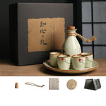 Flag Village Japanese Retro Sake Wine Warmer Gift Box Set Hot Wine Shochu Pot Ceramic Wine Cup White Wine Household Wine Glass