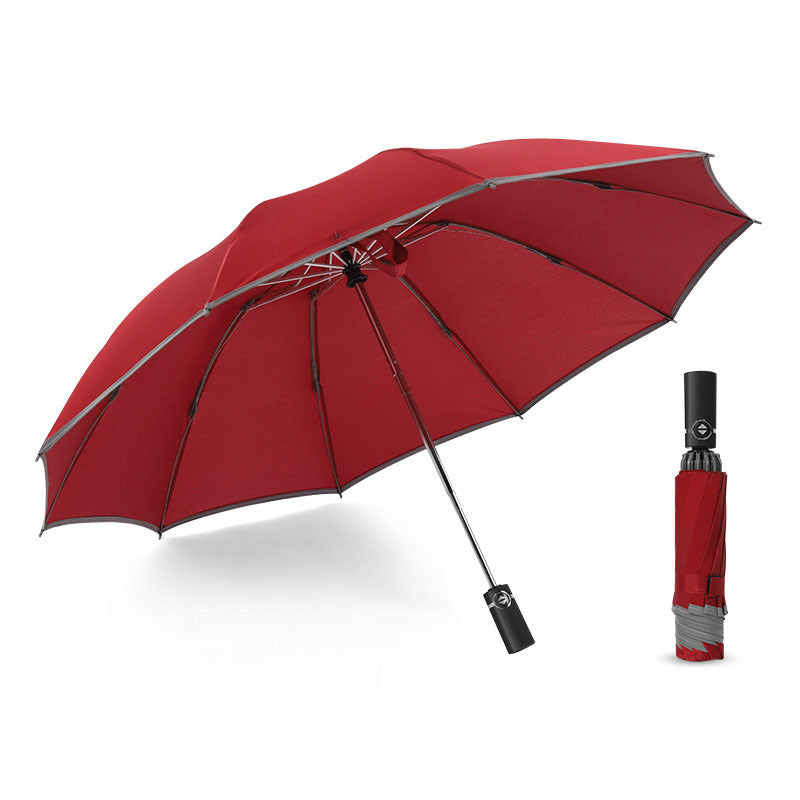 Flag Village Inverted Umbrella Travel Portable Windproof Folding Umbrella,10Ribs Auto  Close Umbrella,Reflective Stripes For Night Safety