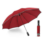 Flag Village Inverted Umbrella Travel Portable Windproof Folding Umbrella,10Ribs Auto  Close Umbrella,Reflective Stripes For Night Safety