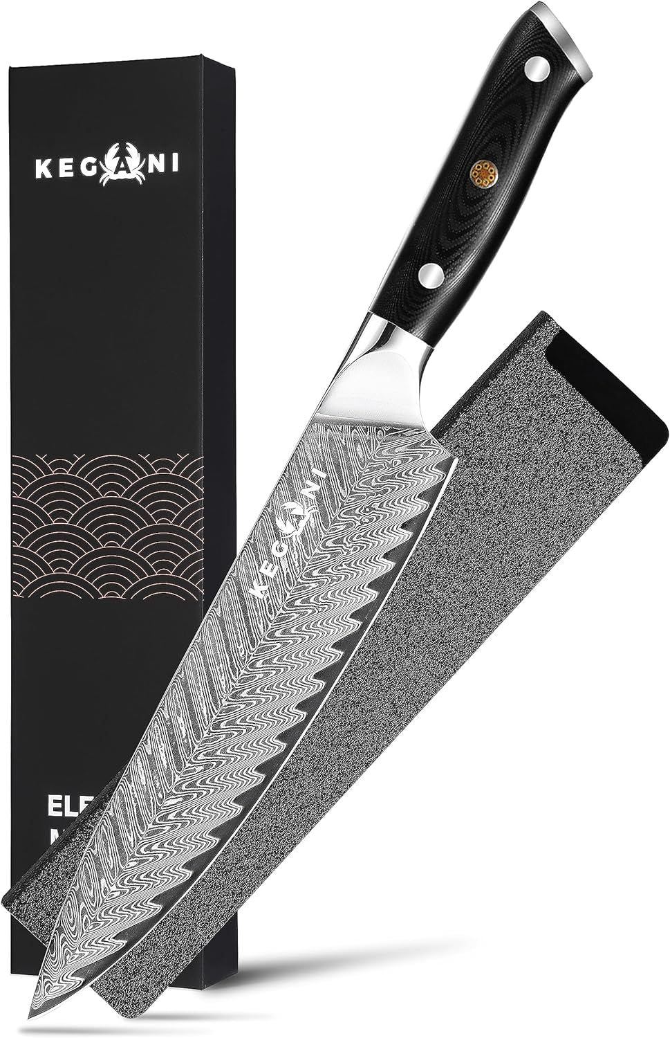 Flag Village Kegani Meat Cleaver Knife 7 Inch - Damascus 73 Layers AUS-10 Steel Core Butcher Knife - G10 Handle Chinese Knife With Gift Box & Sheath
