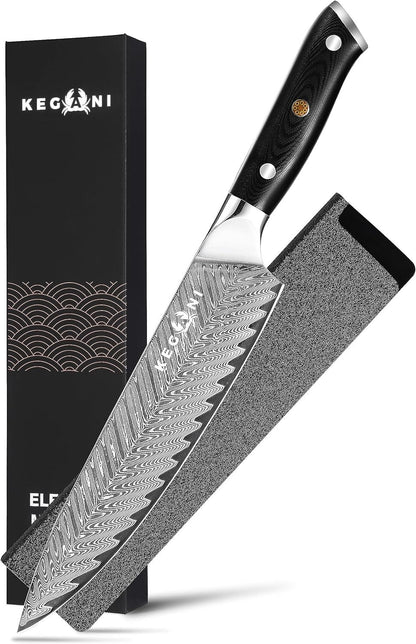 Flag Village Kegani Meat Cleaver Knife 7 Inch - Damascus 73 Layers AUS-10 Steel Core Butcher Knife - G10 Handle Chinese Knife With Gift Box & Sheath