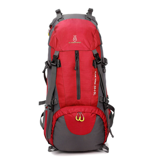 Flag Village Mountaineering waterproof outdoor sports nylon bag Wild camping backpack Rainproof 60L mountaineering bag wholesale