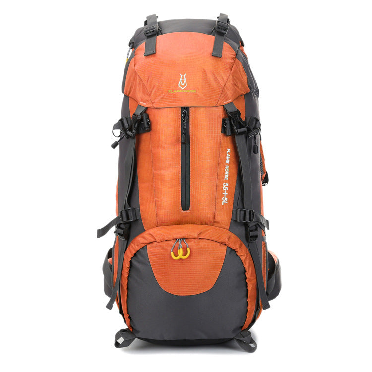 Flag Village Mountaineering waterproof outdoor sports nylon bag Wild camping backpack Rainproof 60L mountaineering bag wholesale