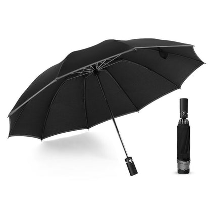Flag Village Inverted Umbrella Travel Portable Windproof Folding Umbrella,10Ribs Auto  Close Umbrella,Reflective Stripes For Night Safety