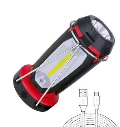 Flag Village Outdoor multi-function LED tool light COB flashlight USB charging hook car maintenance work light camping light