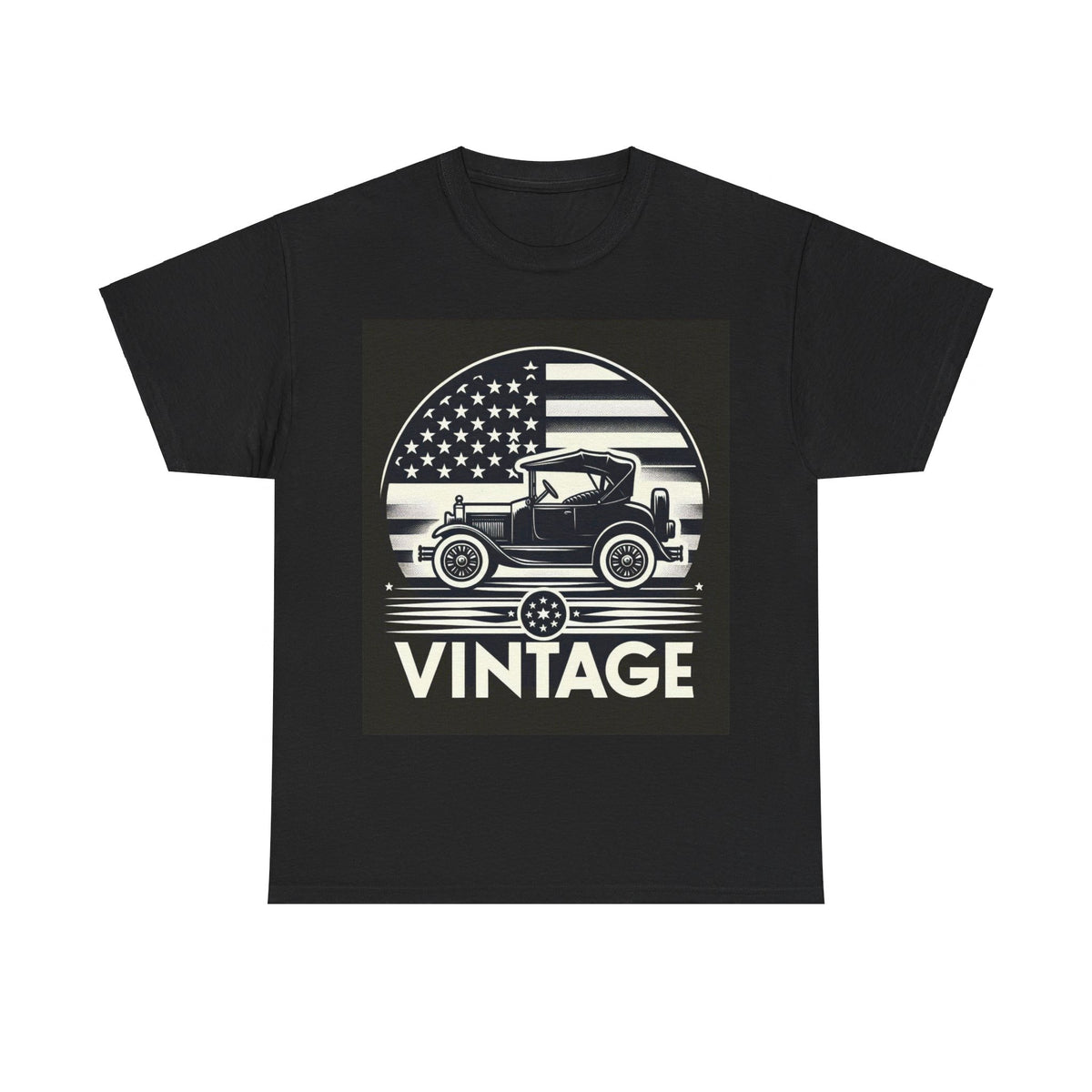 Flag Village USA Vintage Car Flag T-SHIRT Heavy Cotton Tee USA0001
