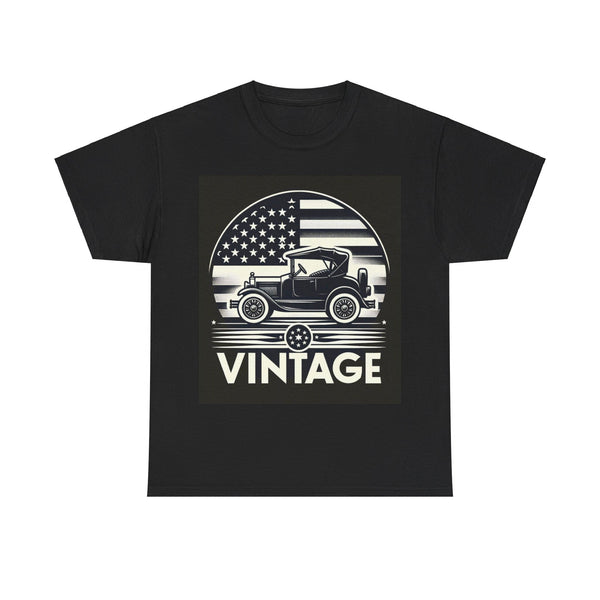 Flag Village USA Vintage Car Flag T-SHIRT Heavy Cotton Tee USA0001