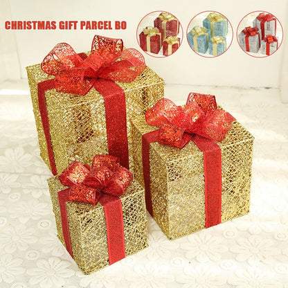 Flag Village Christmas wrought iron gift box three-piece set