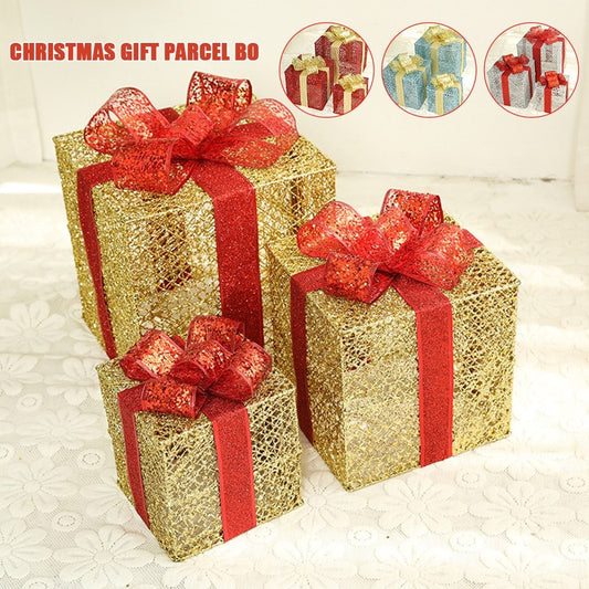 Flag Village Christmas wrought iron gift box three-piece set