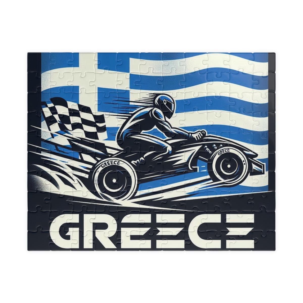 Flag Village Greece Racing Car Jigsaw Puzzle
