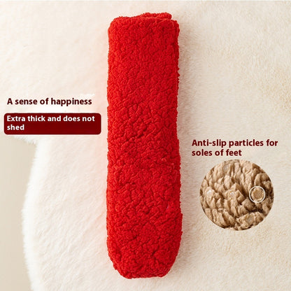 Flag Village Winter Floor Socks Velvet Thicken Warm Coral Velvet Cute Socks Japanese-style Home Footwear Non-slip Socks New Year Gifts Winter Gadgets