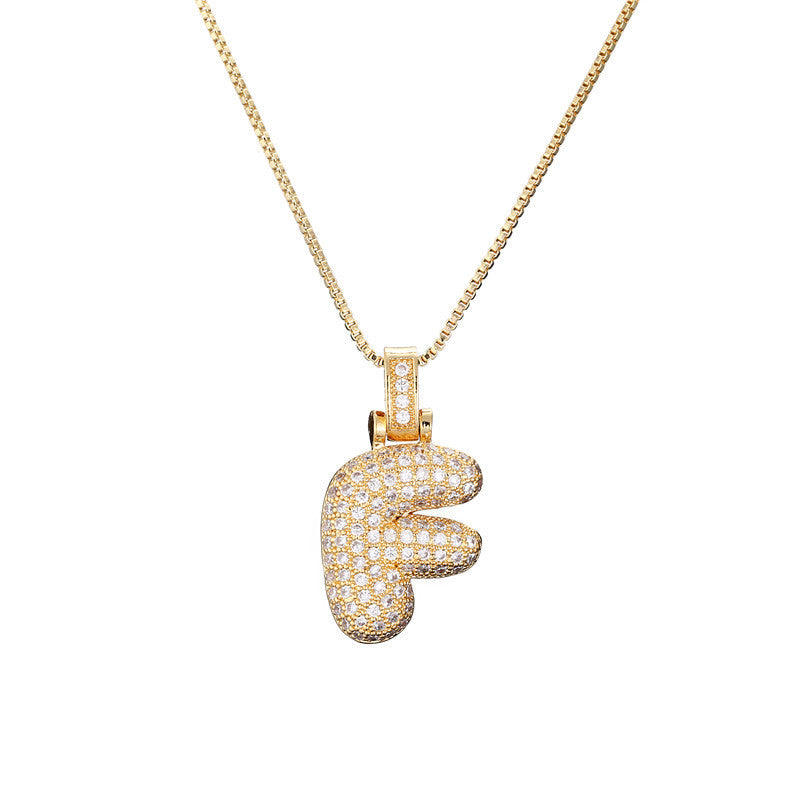 Flag Village Clavicle Chain Copper Micro Inlaid Zircon 26 Letter Pendant Necklace For Women's Birthday Jewelry Gifts