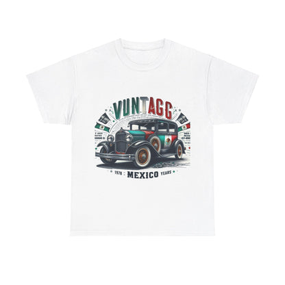 Flag Village Mexico Vintage Car Flag T-SHIRT Heavy Cotton Tee MEX0002