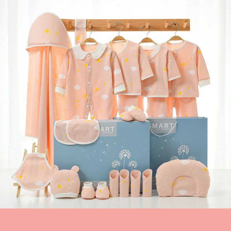 Flag Village Pure Cotton Spring And Autumn Newborn Baby Gift Box Full Moon Supplies Summer Suit