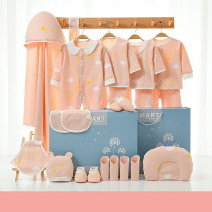 Flag Village Pure Cotton Spring And Autumn Newborn Baby Gift Box Full Moon Supplies Summer Suit