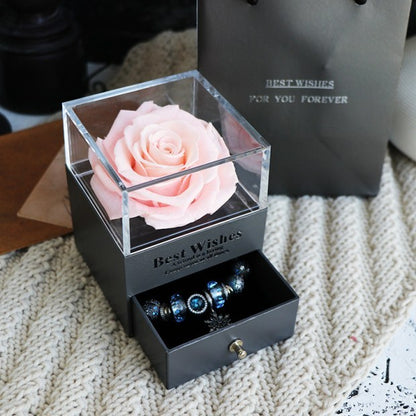 Flag Village Eternal Flower Rose Jewelry Box for Birthday Presents Valentines Day Wedding Gift