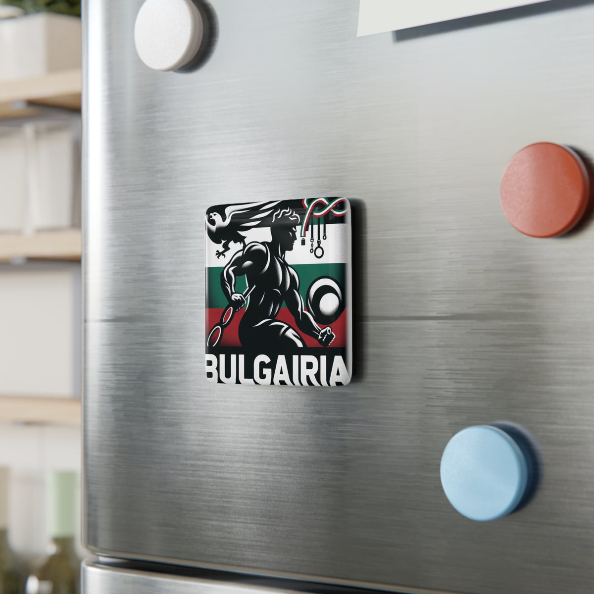 Flag Village Bulgaria Flag Sporting Porcelain Magnet, Square BGR0005